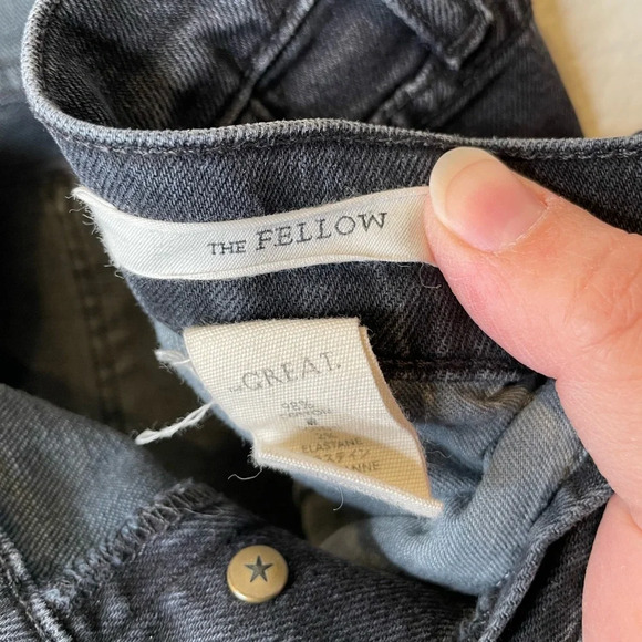 THE GREAT. The Fellow Black Jeans Womens Size 30 Raw Hem Denim Button Fly - Picture 4 of 8